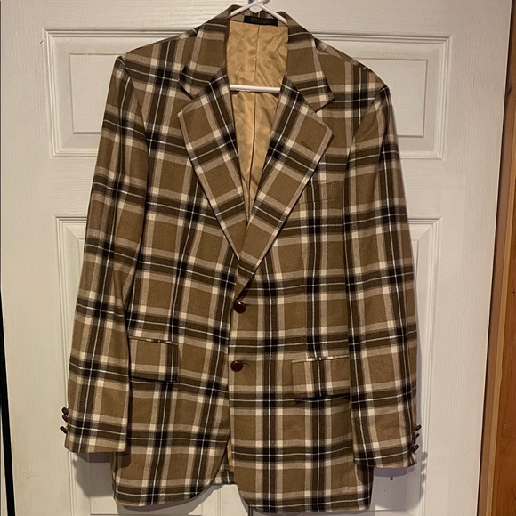 Vintage Tan Plaid Men's Blazer